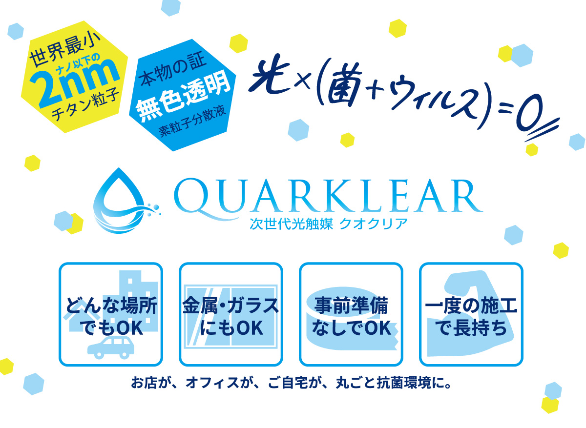 世界最小粒子が実現する抗ウィルス・抗菌対策 次世代光触媒クオクリアとは